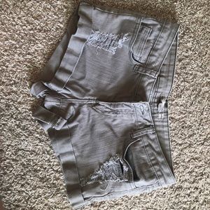 gray distressed shorts